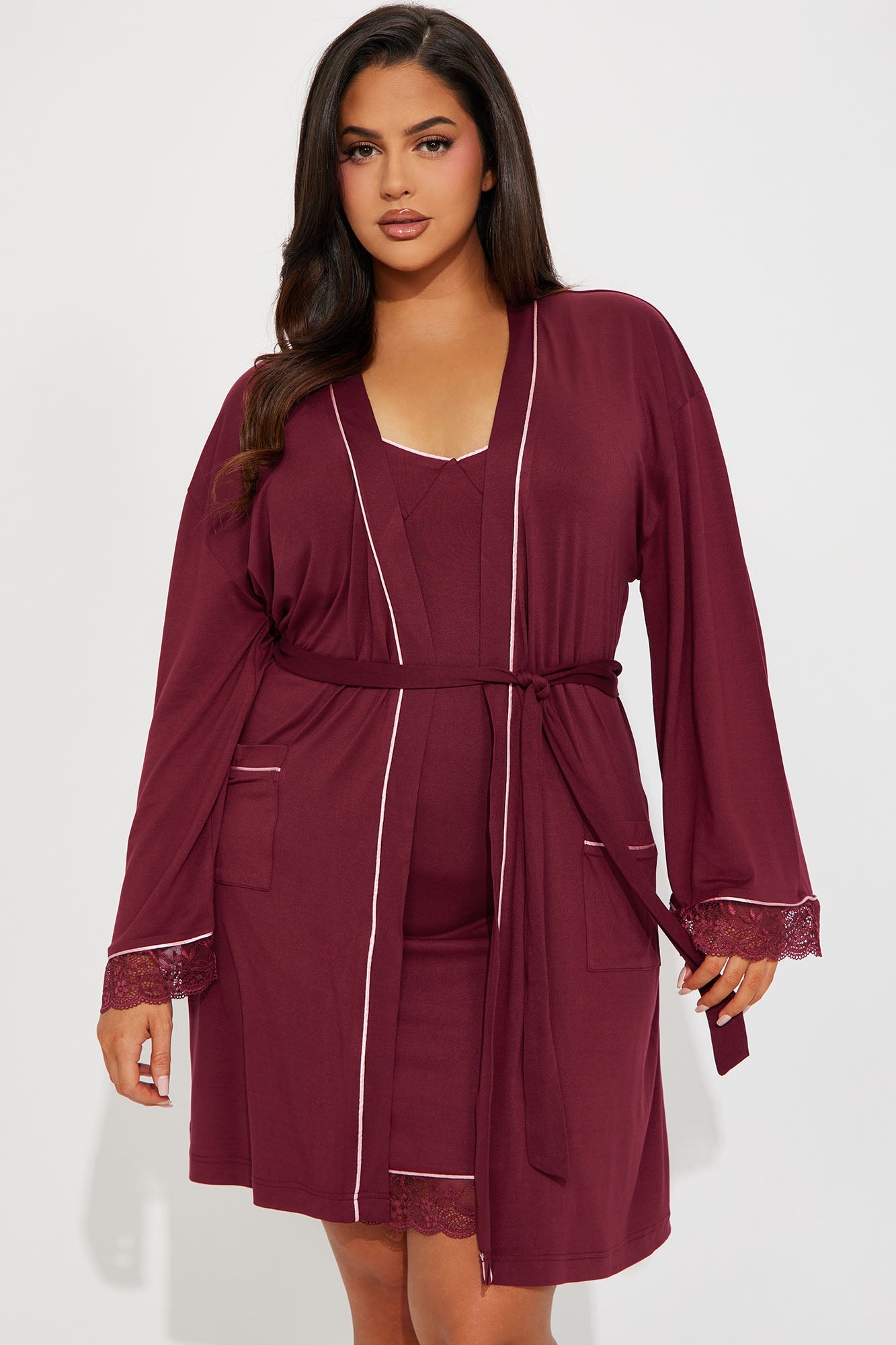 Just Dream PJ Robe Set - Wine