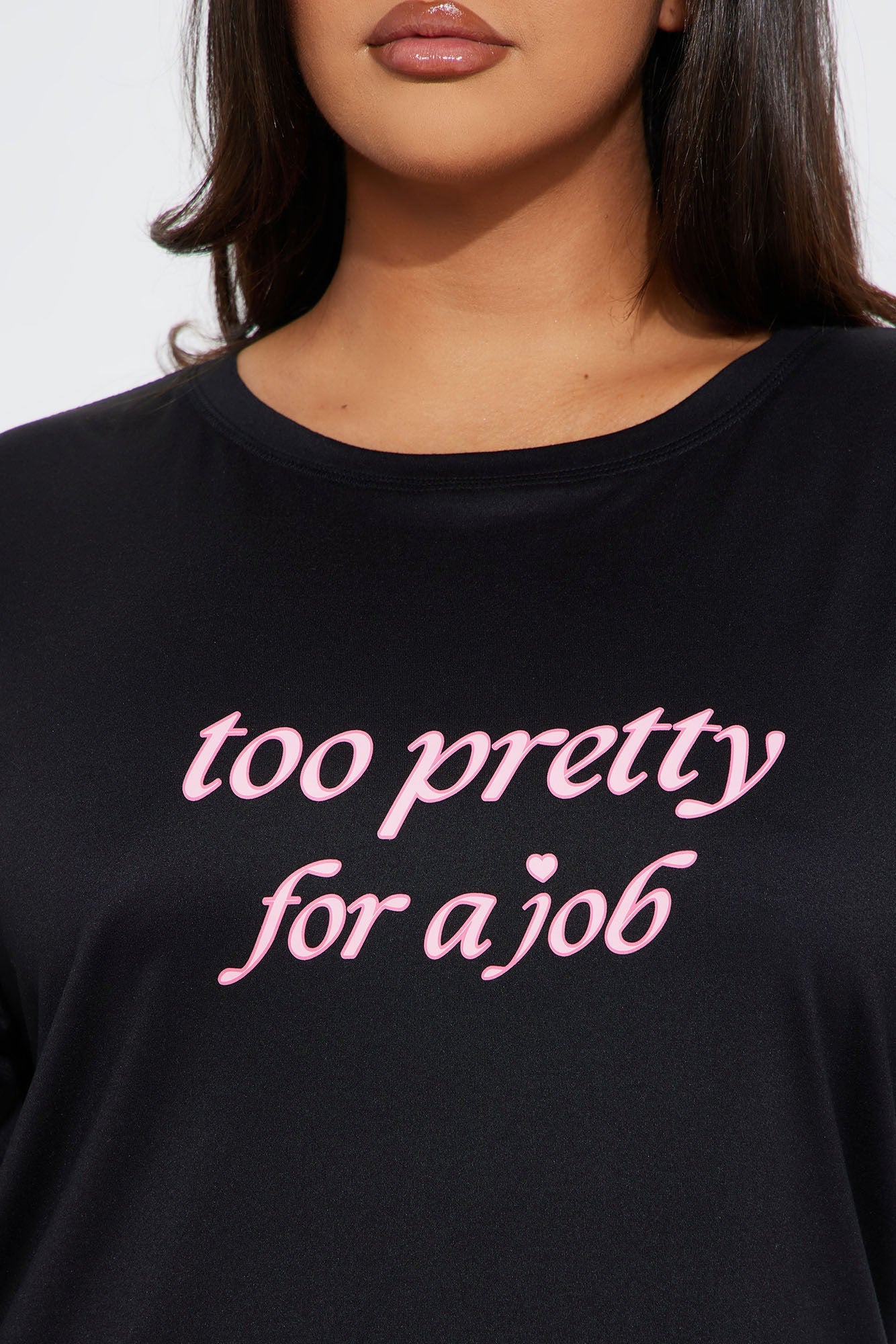 Too Pretty For A Job PJ Boxer Short Set - Black