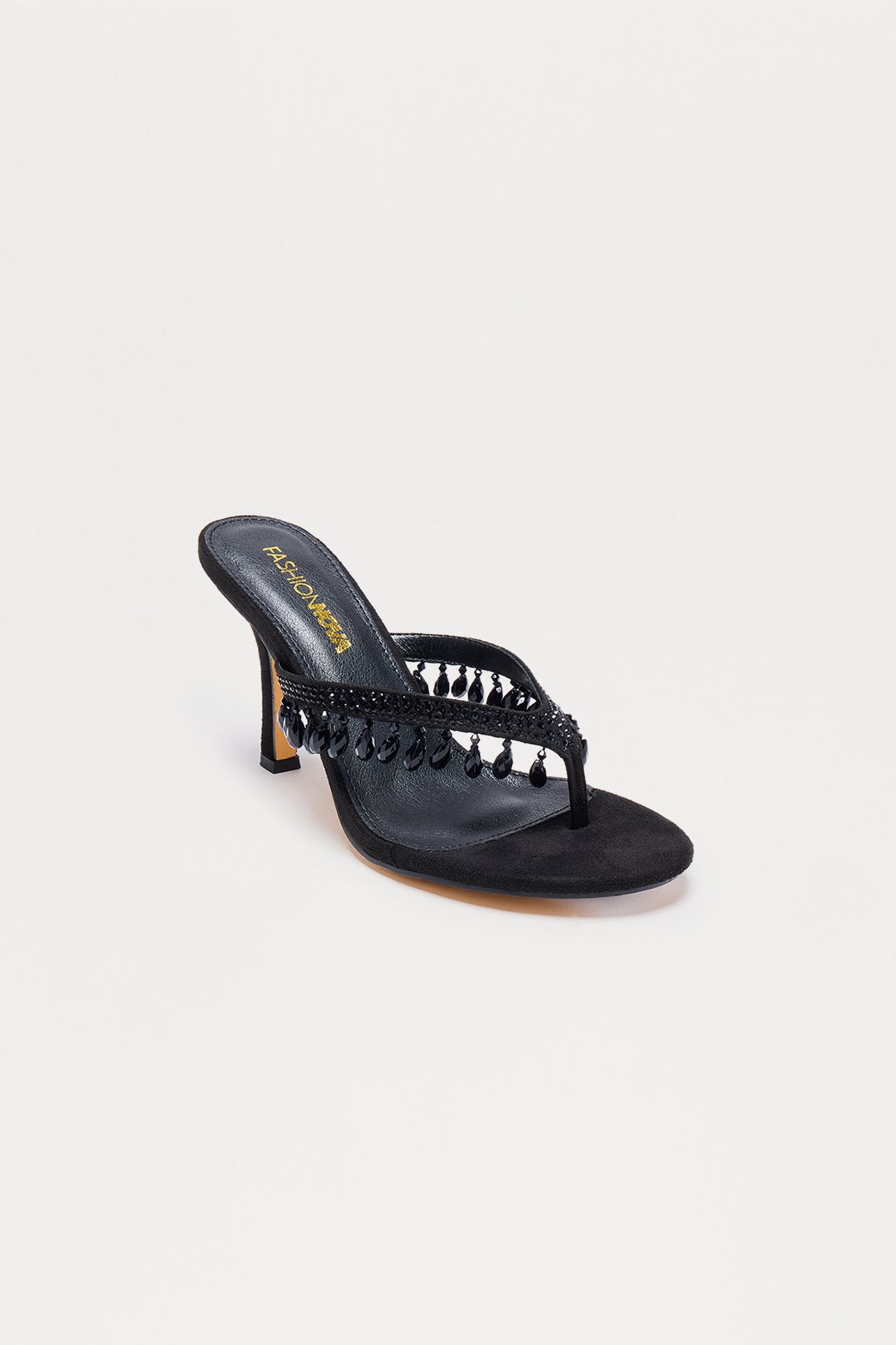 Sensation Jewel Thong Heels - Black