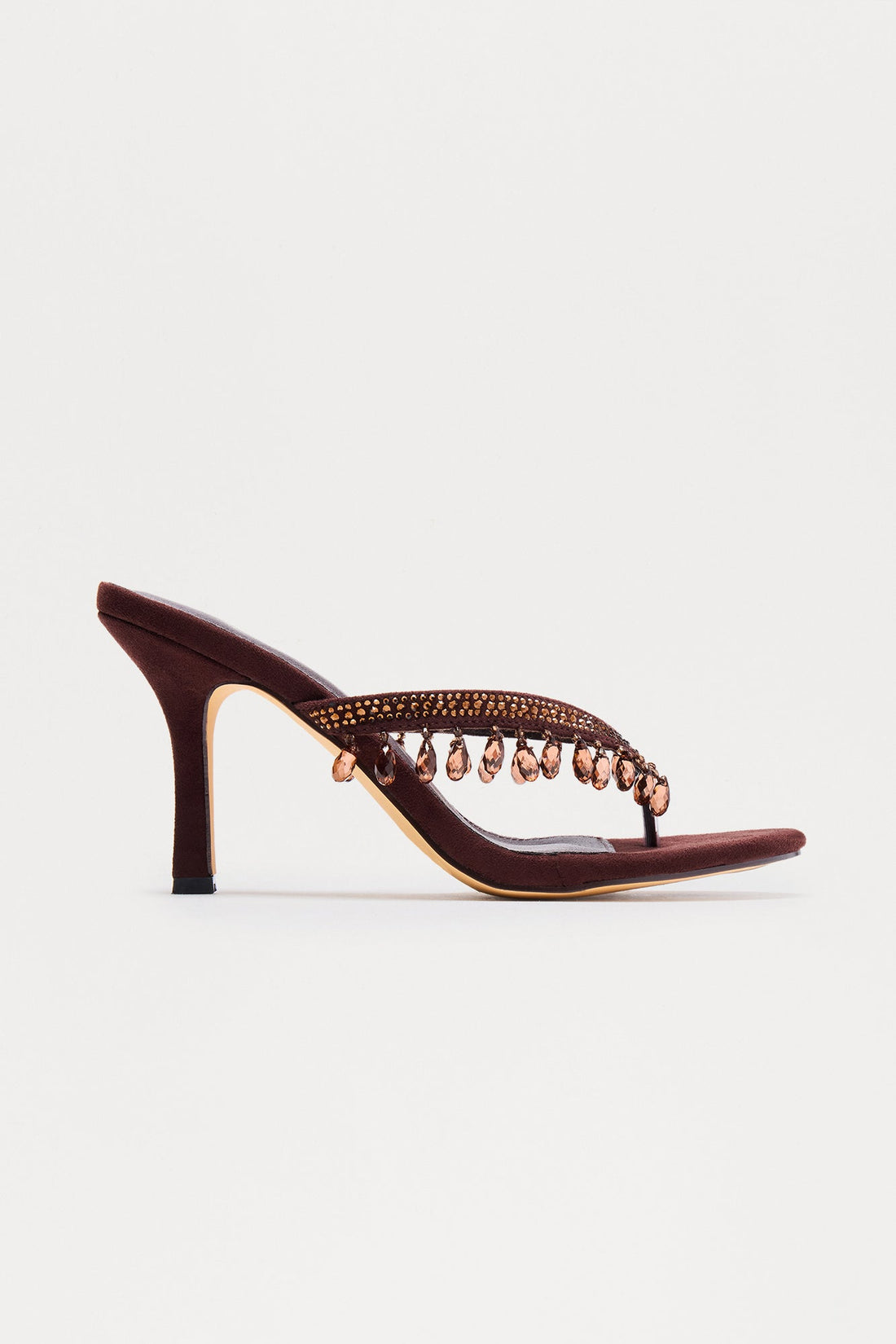Sensation Jewel Thong Heels - Chocolate