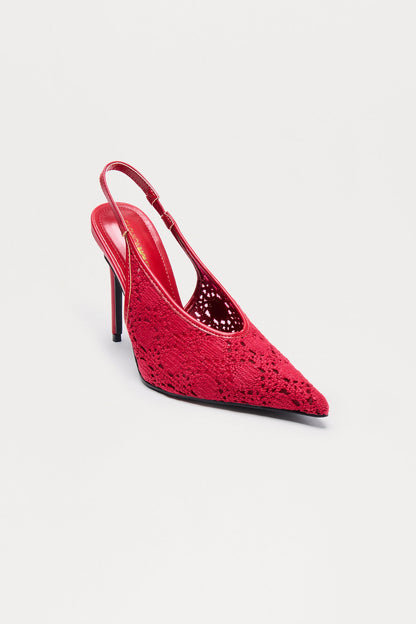 Lelin Crochet Slingback Pumps - Red