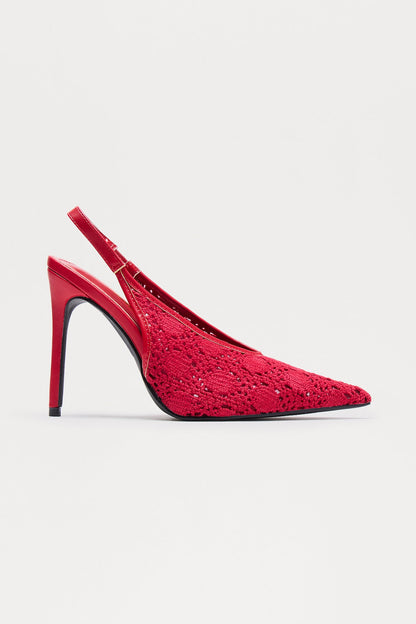 Lelin Crochet Slingback Pumps - Red
