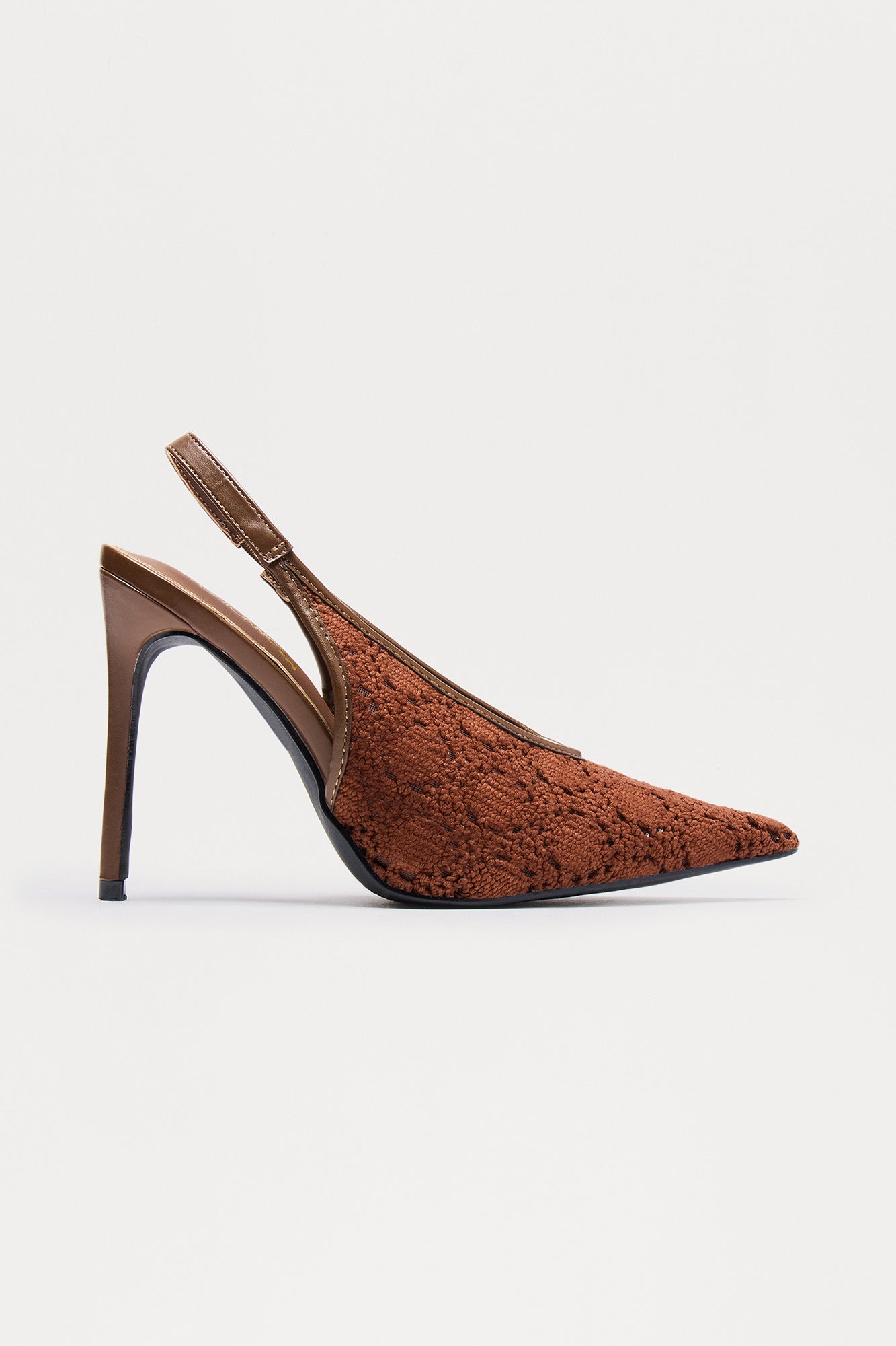 Lelin Crochet Slingback Pumps - Brown