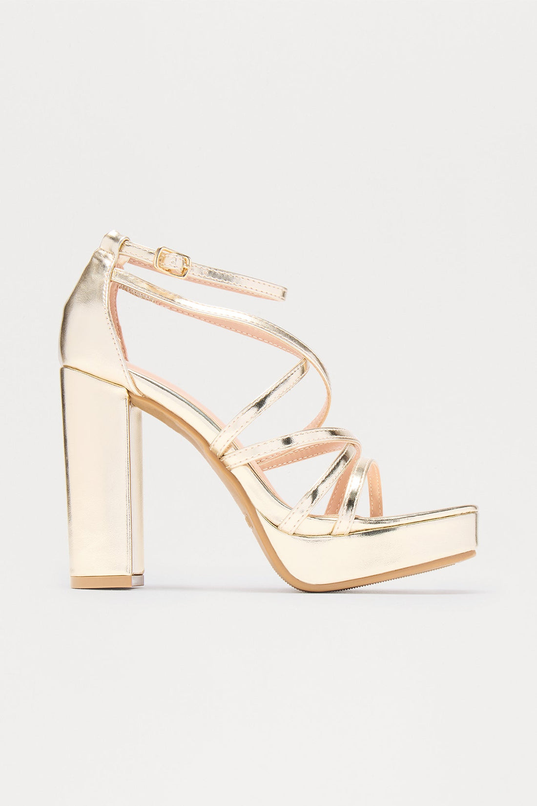 Cadel Faux Leather Heels - Gold