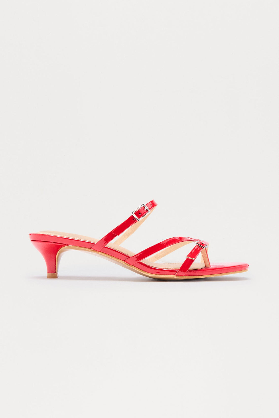 Solace Faux Patent Kitten Heels - Red