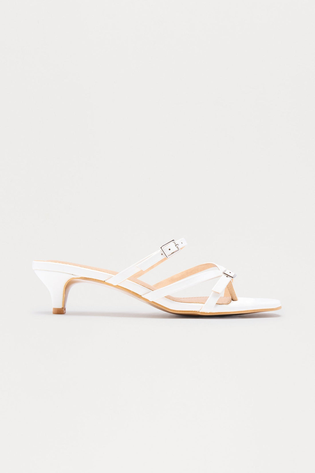 Solace Faux Patent Kitten Heels - White