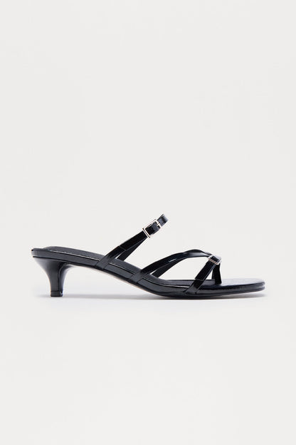 Solace Faux Patent Kitten Heels - Black