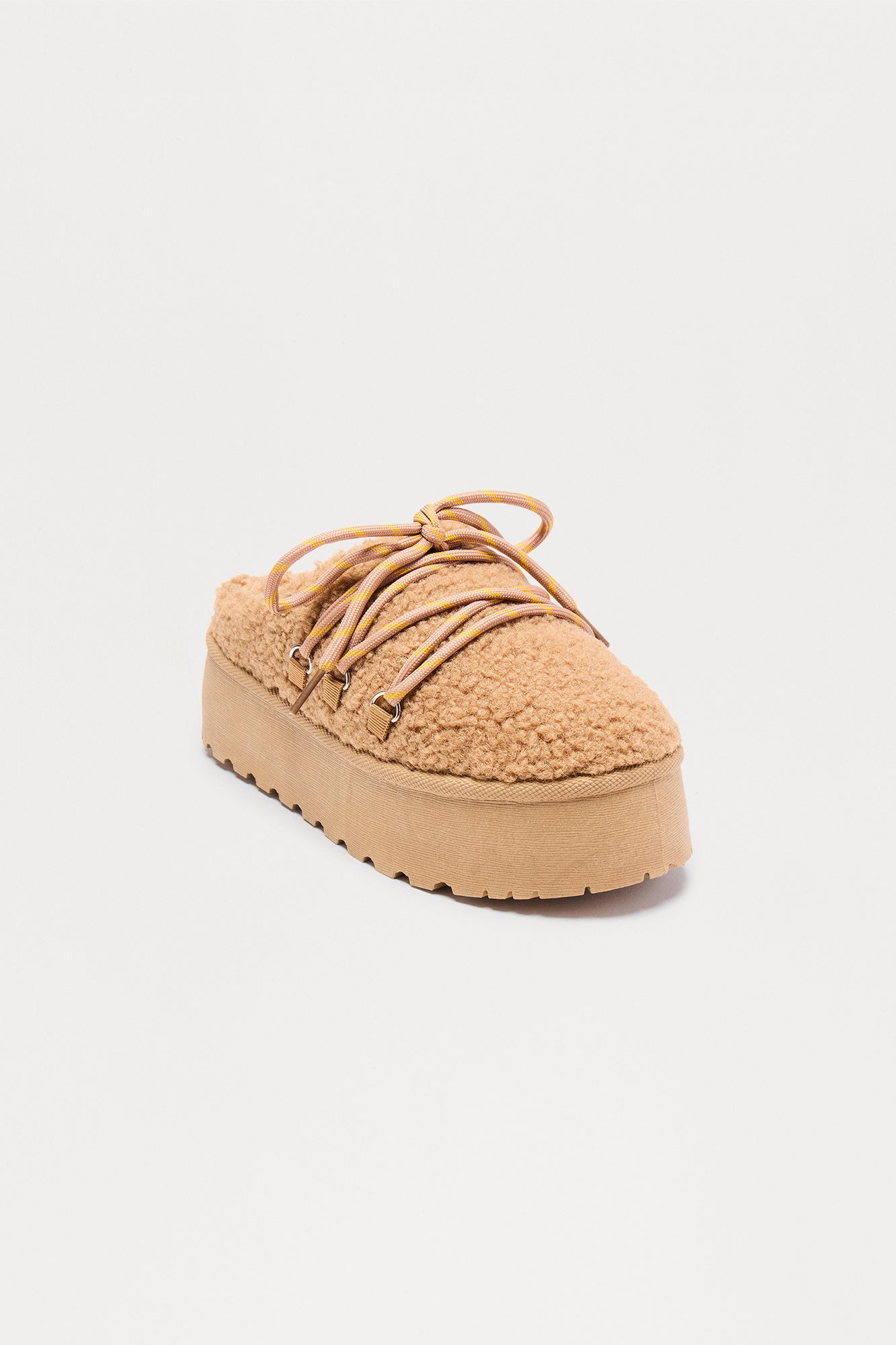 Latte Sherpa Platform Booties - Camel