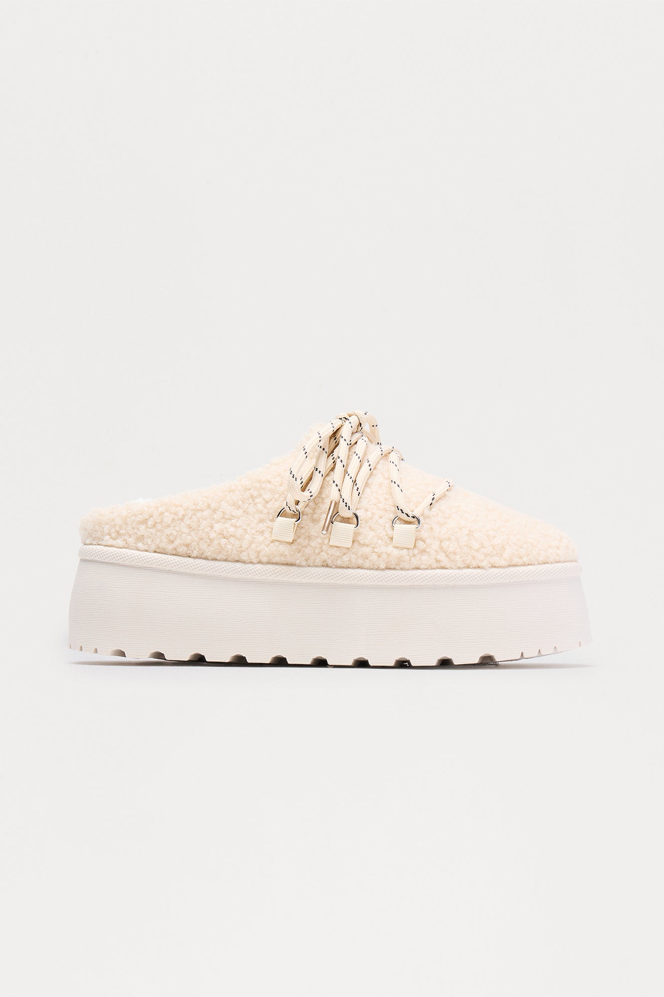 Latte Sherpa Platform Booties - Cream