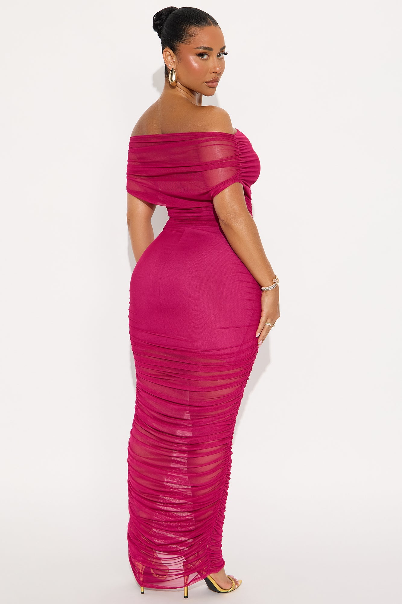 Obsessed With Me Ruched Maxi Dress - Magenta