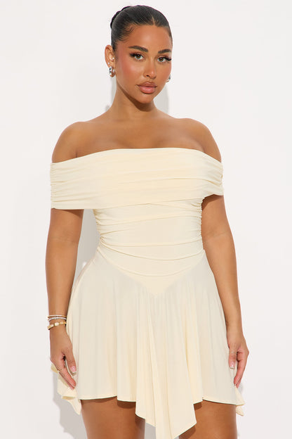 Penelope Off Shoulder Mini Dress - Cream