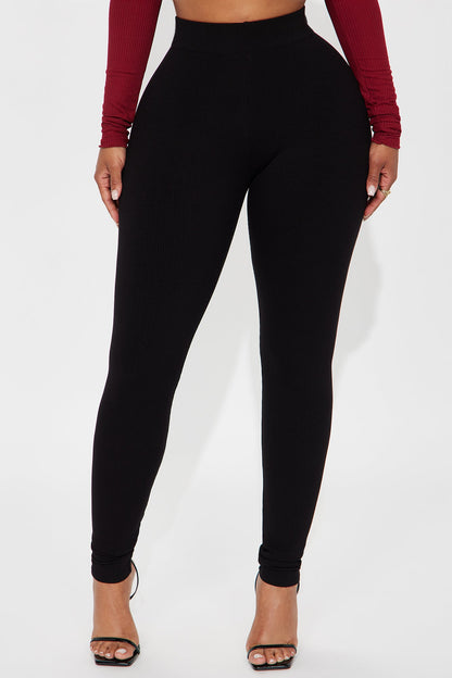 Tory Rib Heavy Contoured High Waisted Legging - Black