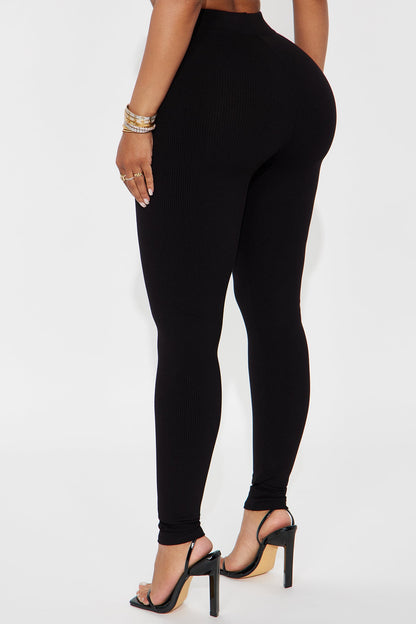 Tory Rib Heavy Contoured High Waisted Legging - Black