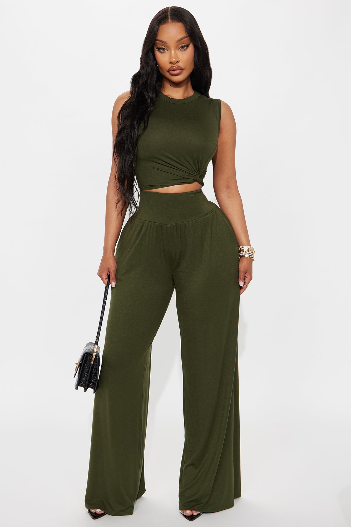 Charlotte Rayon Pant Set - Olive