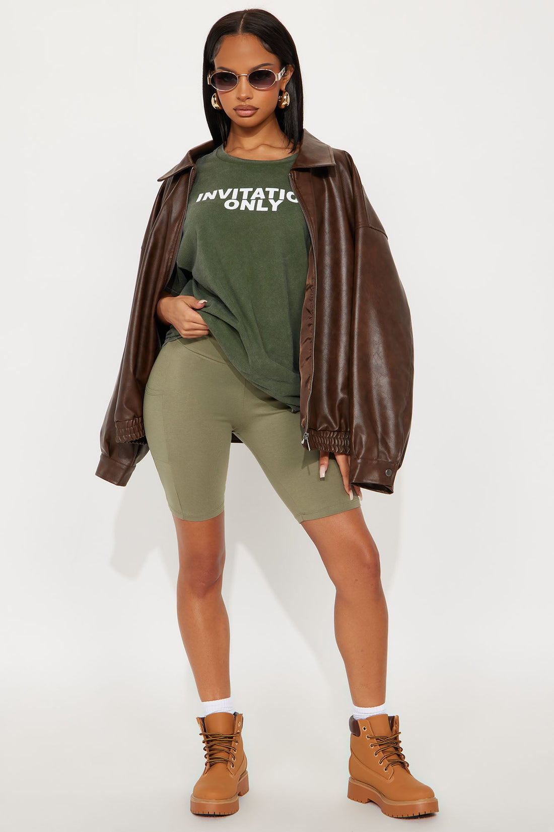 Keeping Up Biker Short - Military Green