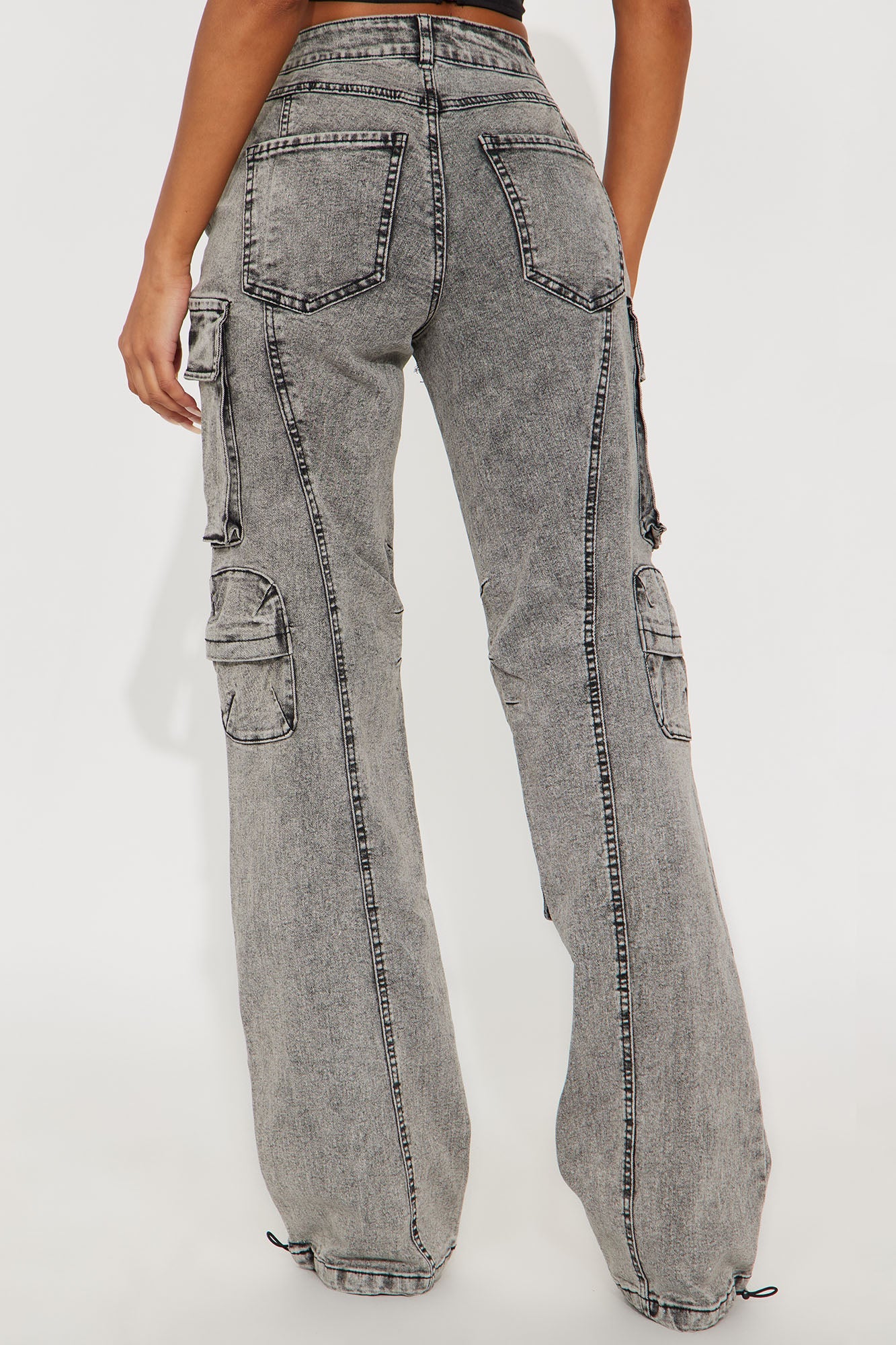 Tall Fairfax High Rise Stretch Cargo Jeans - Acid Wash Grey