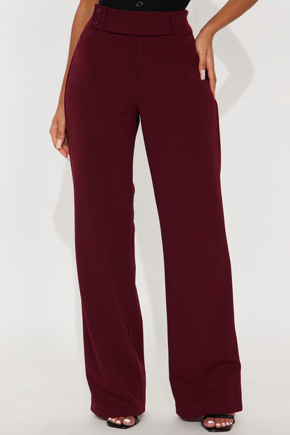 Office Tea Straight Leg Trouser Pant - Burgundy