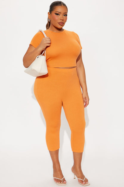 Callie Ribbed Capri Set - Orange
