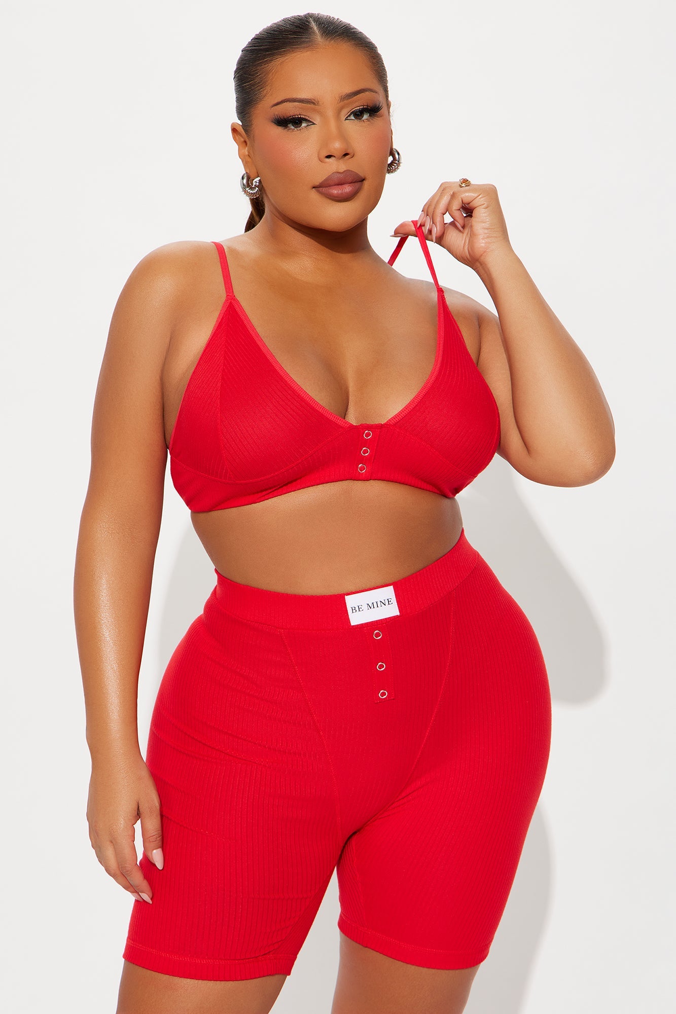 Adoring You Ribbed PJ Short Set - Red