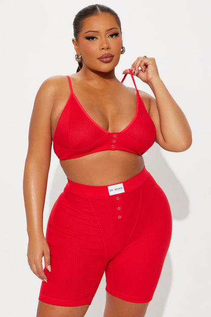 Adoring You Ribbed PJ Short Set - Red