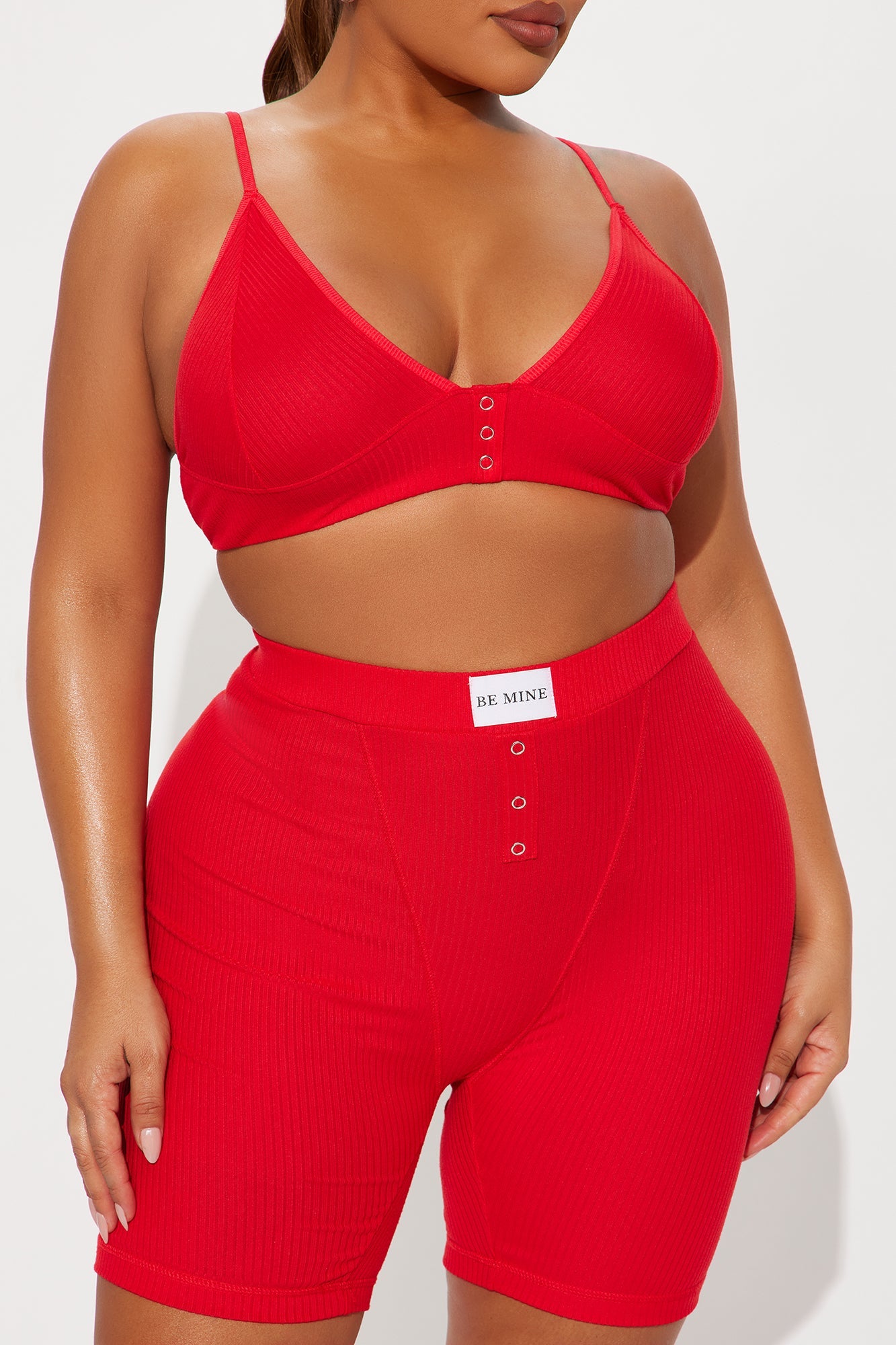 Adoring You Ribbed PJ Short Set - Red