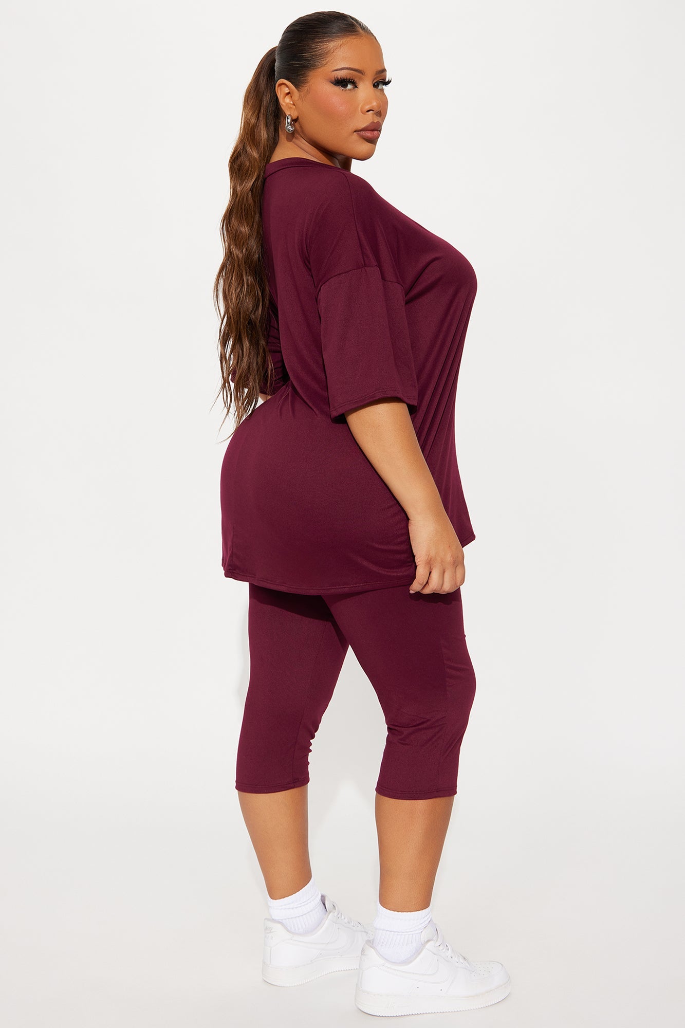 Weekend Vibes Capri Set - Burgundy