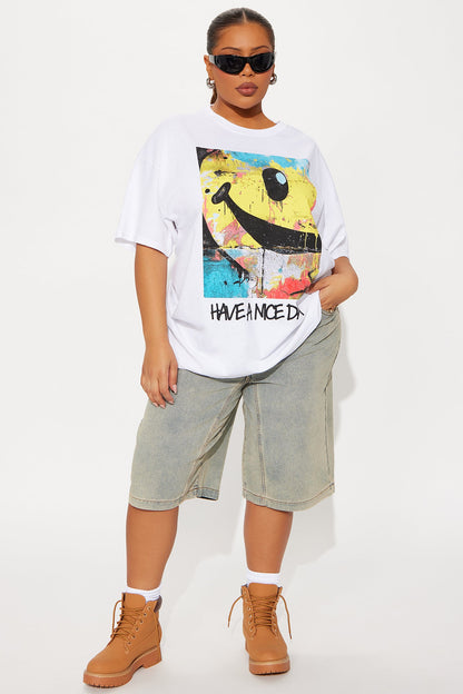 Have A Good Day Smiley Tee - White
