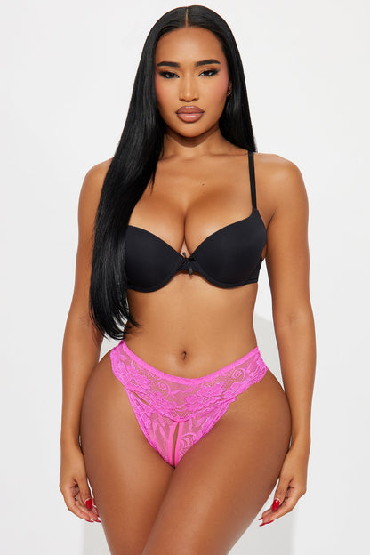 Nikki Lace Crotchless Cheeky Panty - Hot Pink