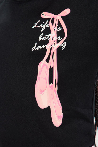 Mini Life Is Better Dancing Pullover Hoodie - Black