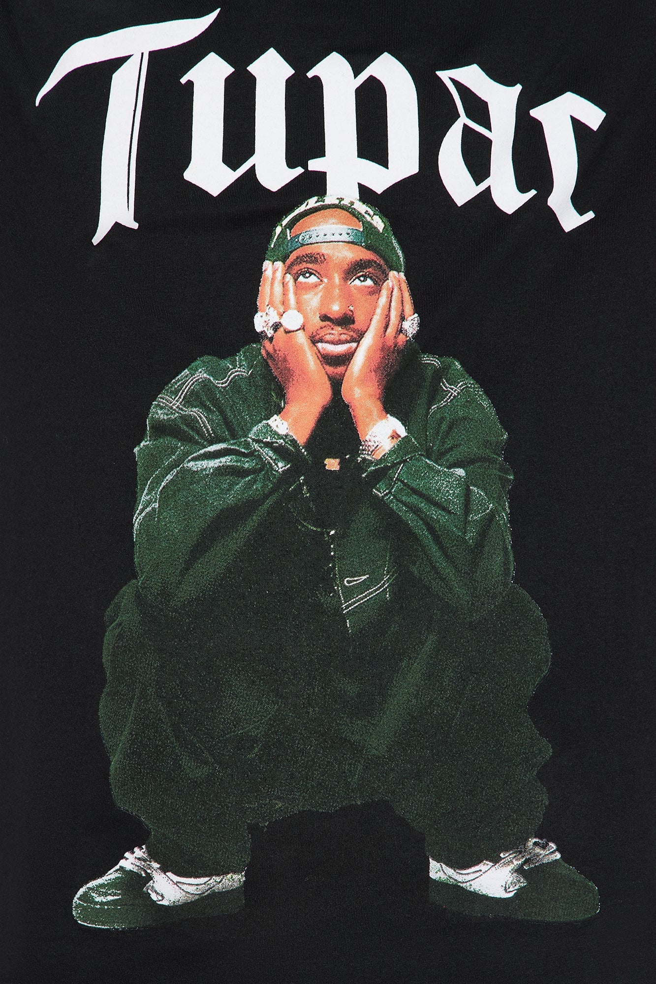 Mini Tupac Off Shoulder Washed Tee - Black