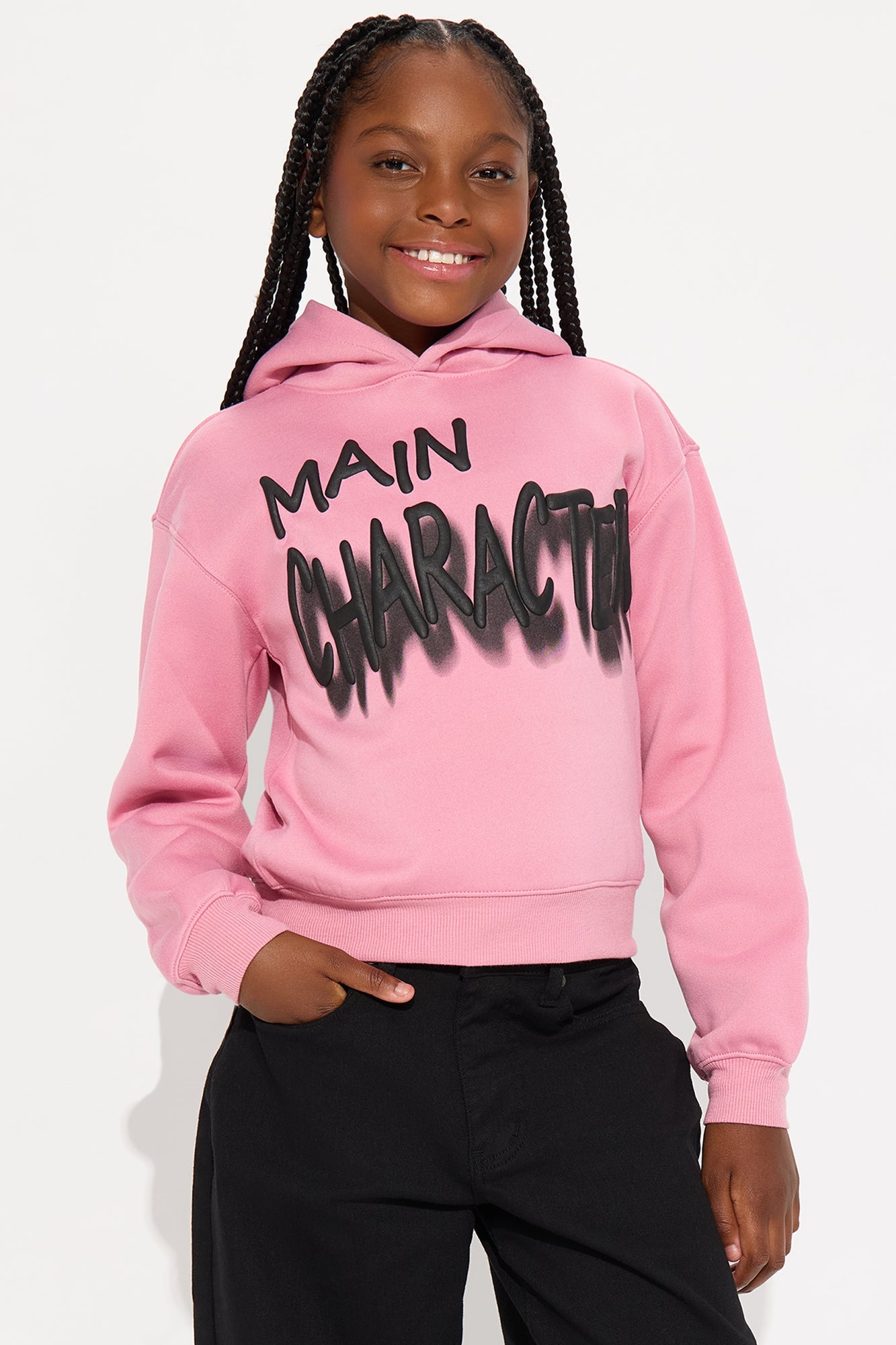 Mini Main Character Pullover Hoodie - Pink