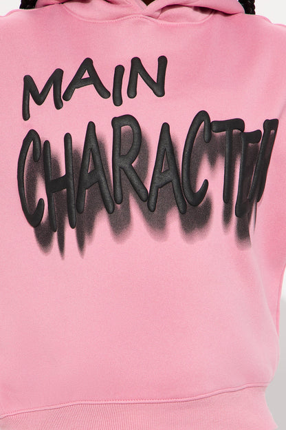 Mini Main Character Pullover Hoodie - Pink