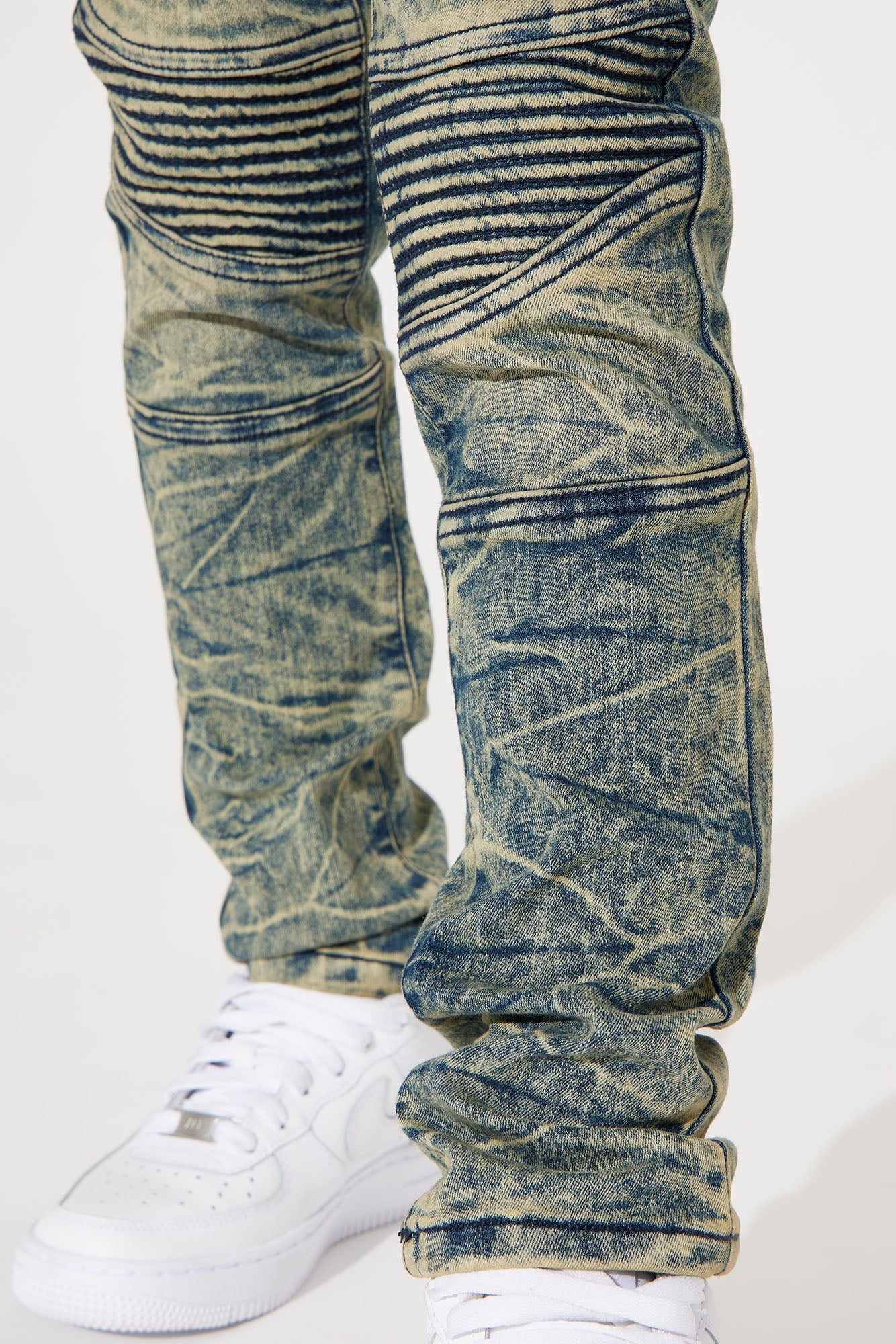Mini Stretch Denim Rip And Repair Moto Skinny Jeans - Navy Wash
