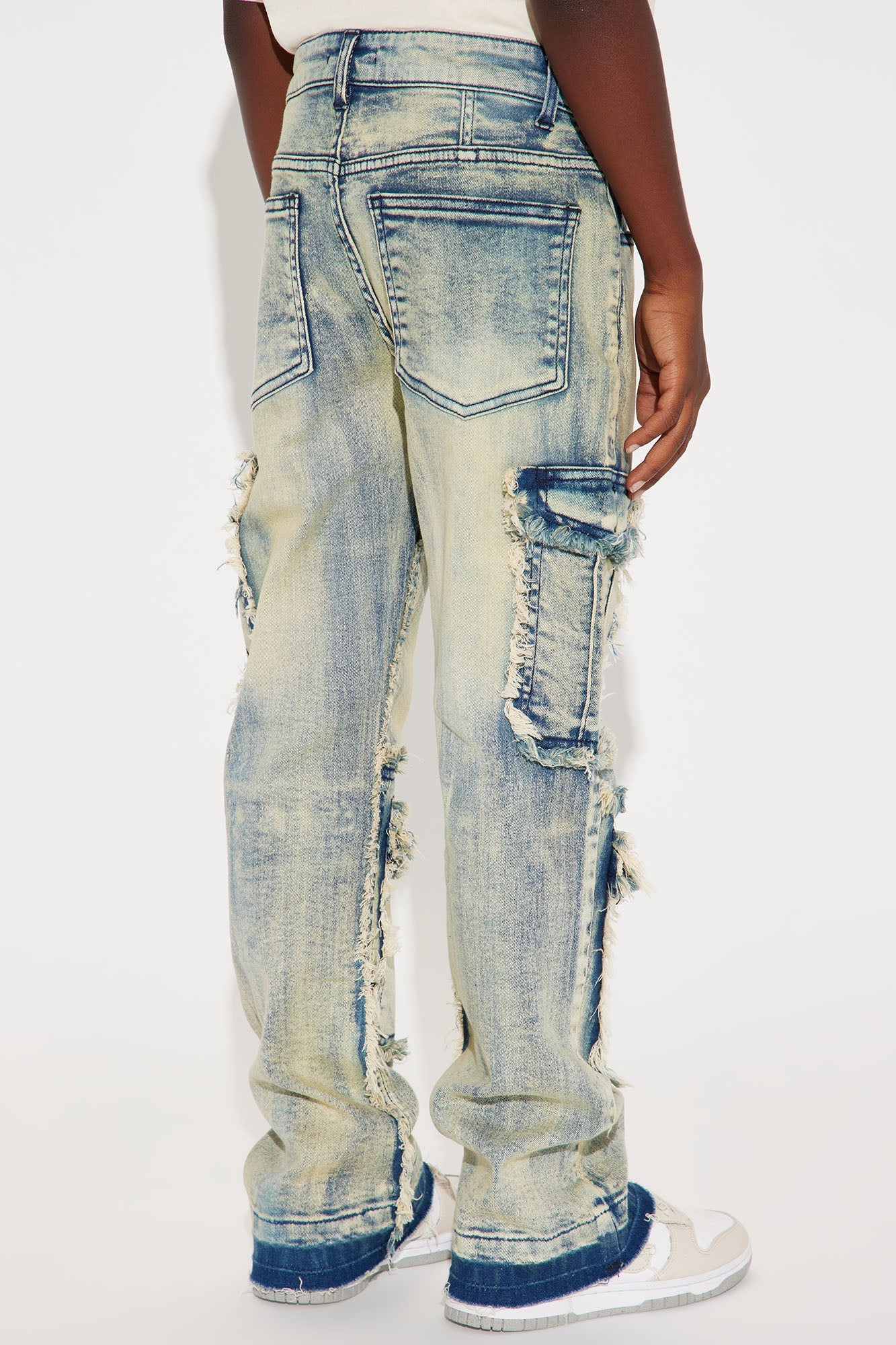 Mini Flashing Lights Cargo Denim Jean - Vintage Wash