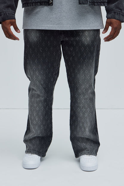 Drilled Slim Stacked Flare Jeans - Black Wash