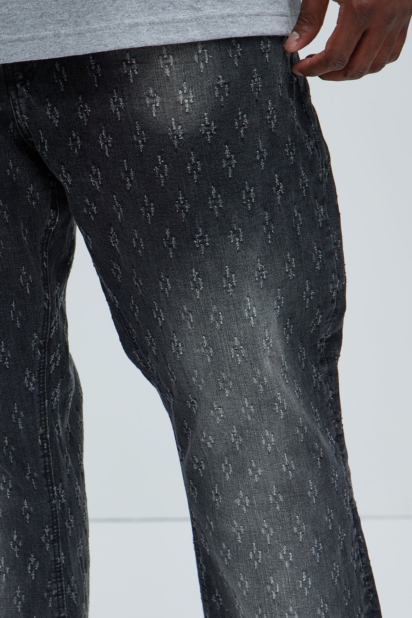 Drilled Slim Stacked Flare Jeans - Black Wash