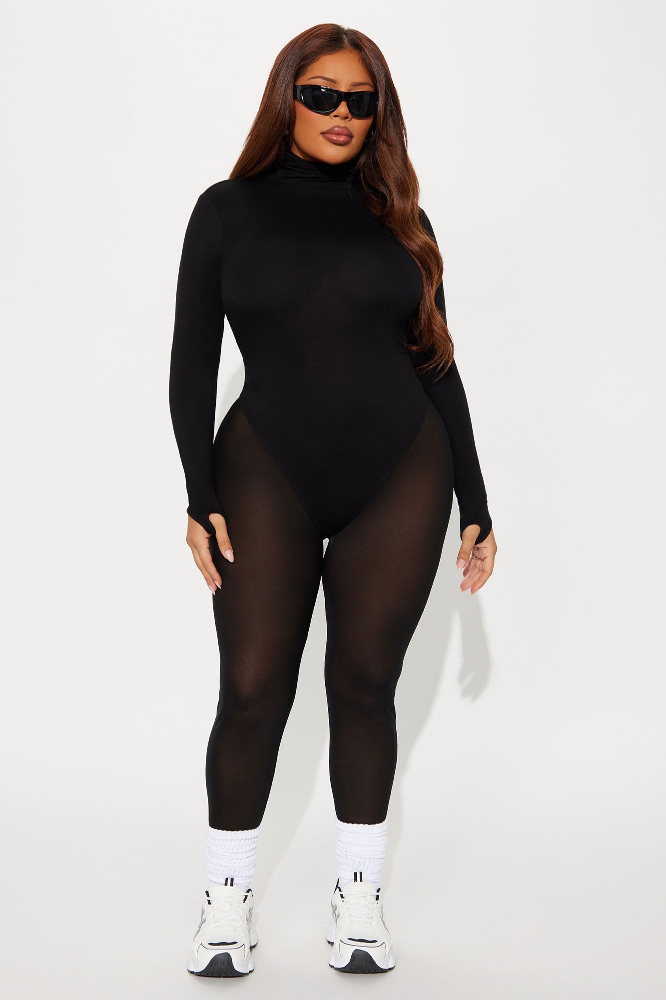 Modal Open Back Turtle Neck Bodysuit - Black