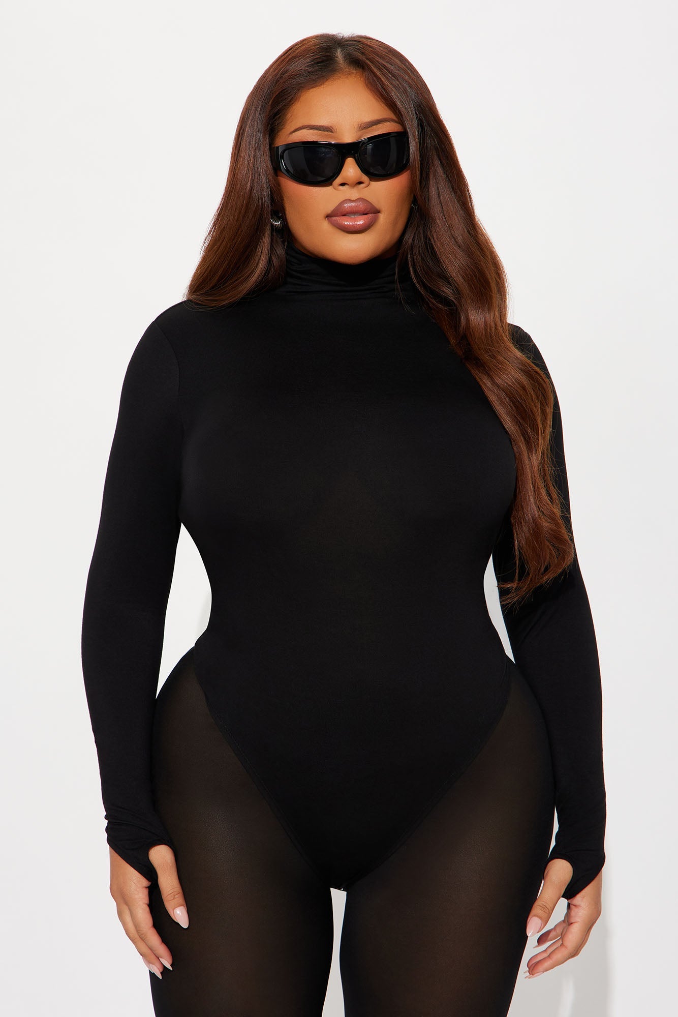 Modal Open Back Turtle Neck Bodysuit - Black