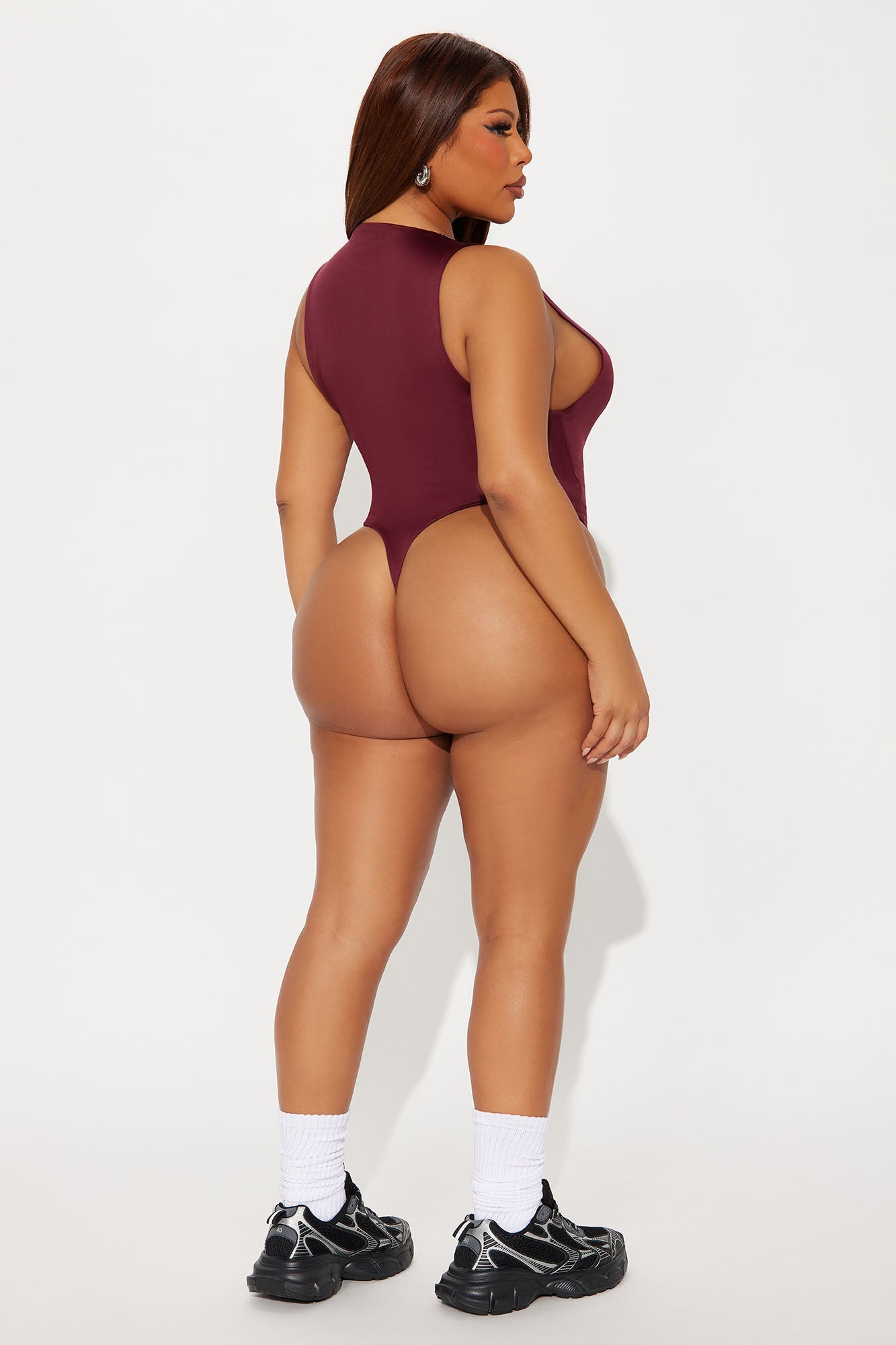 Contour Double Lined Scoop Neck Bodysuit - Wine