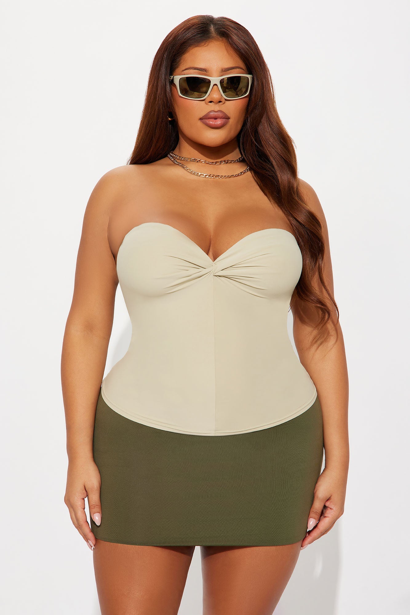 Second Skin Twist Tube Top - Stone