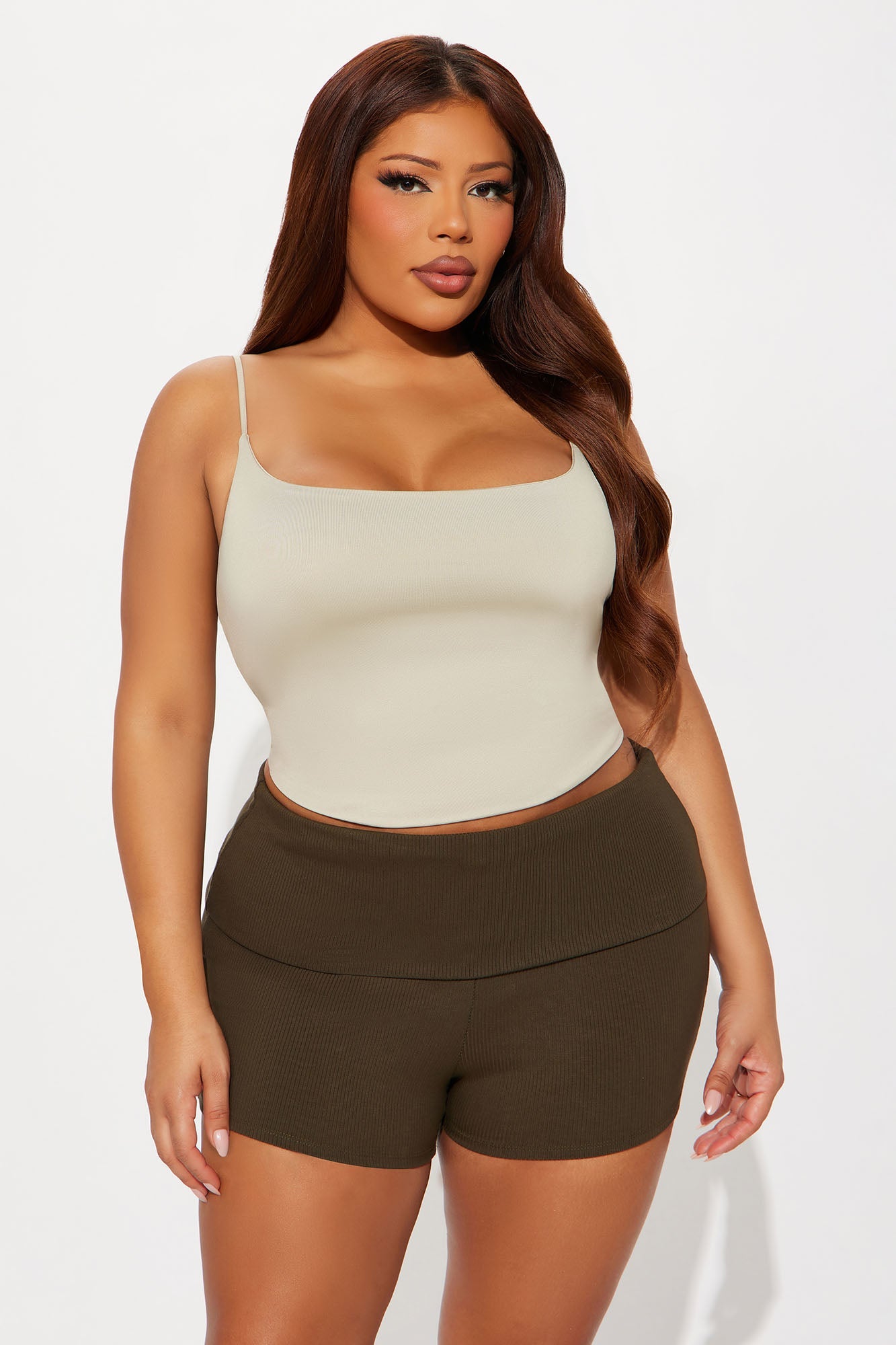 Contour Double Lined Cami Top - Stone
