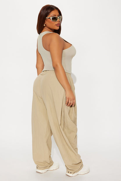 Contour Double Lined High Neck Tank Top - Stone