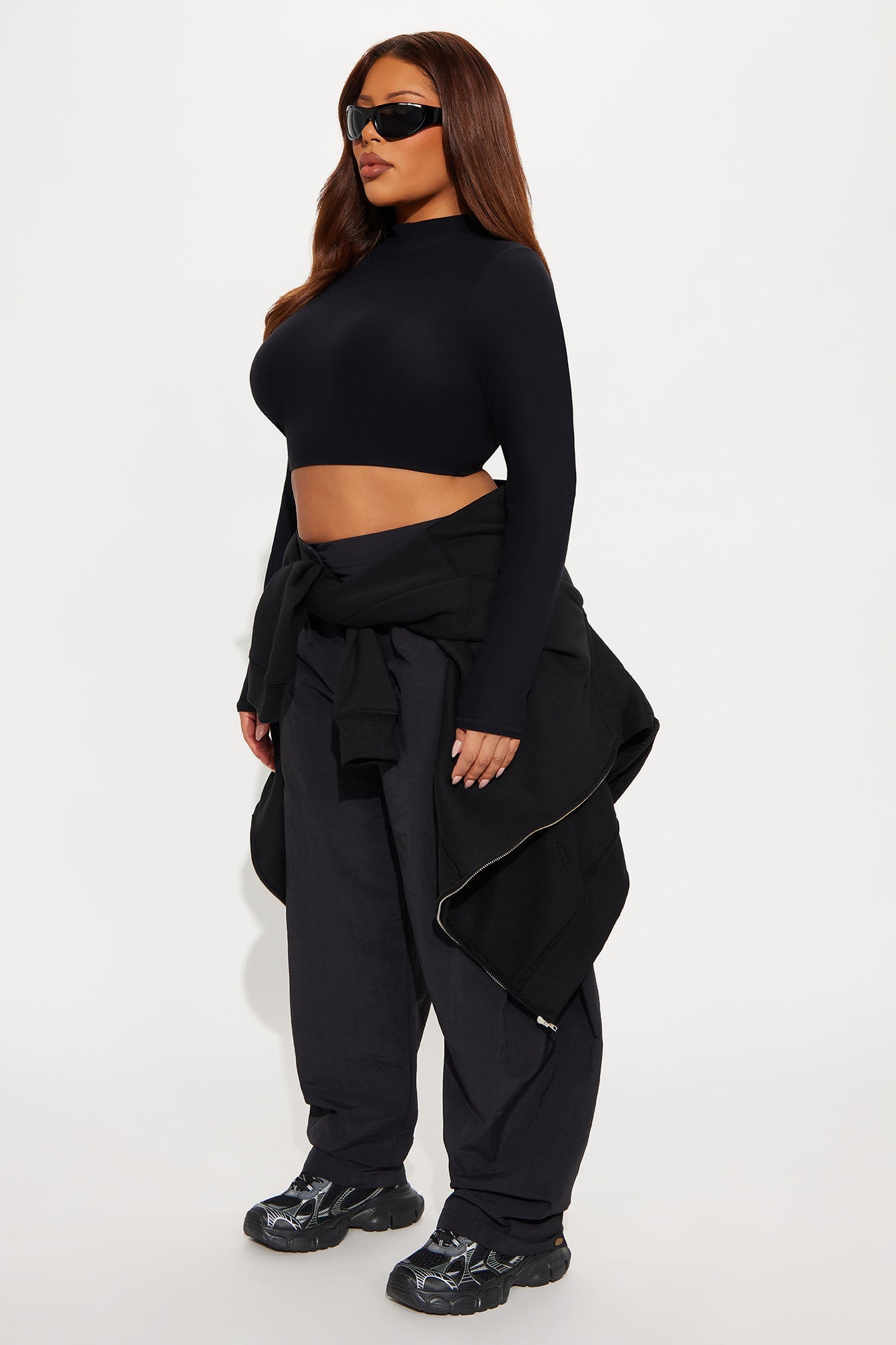 Second Skin Long Sleeve Mock Neck Baby Tee - Black