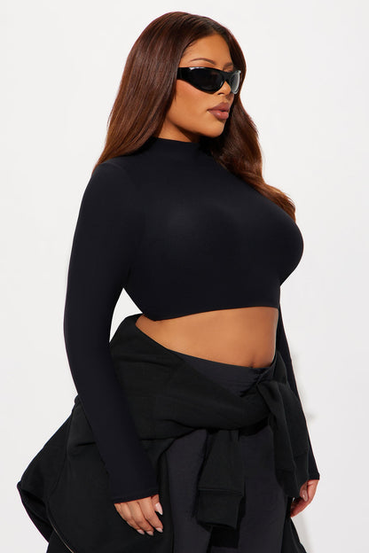 Second Skin Long Sleeve Mock Neck Baby Tee - Black
