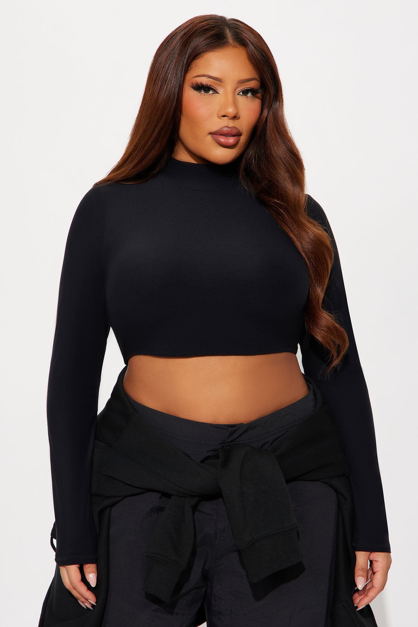 Second Skin Long Sleeve Mock Neck Baby Tee - Black