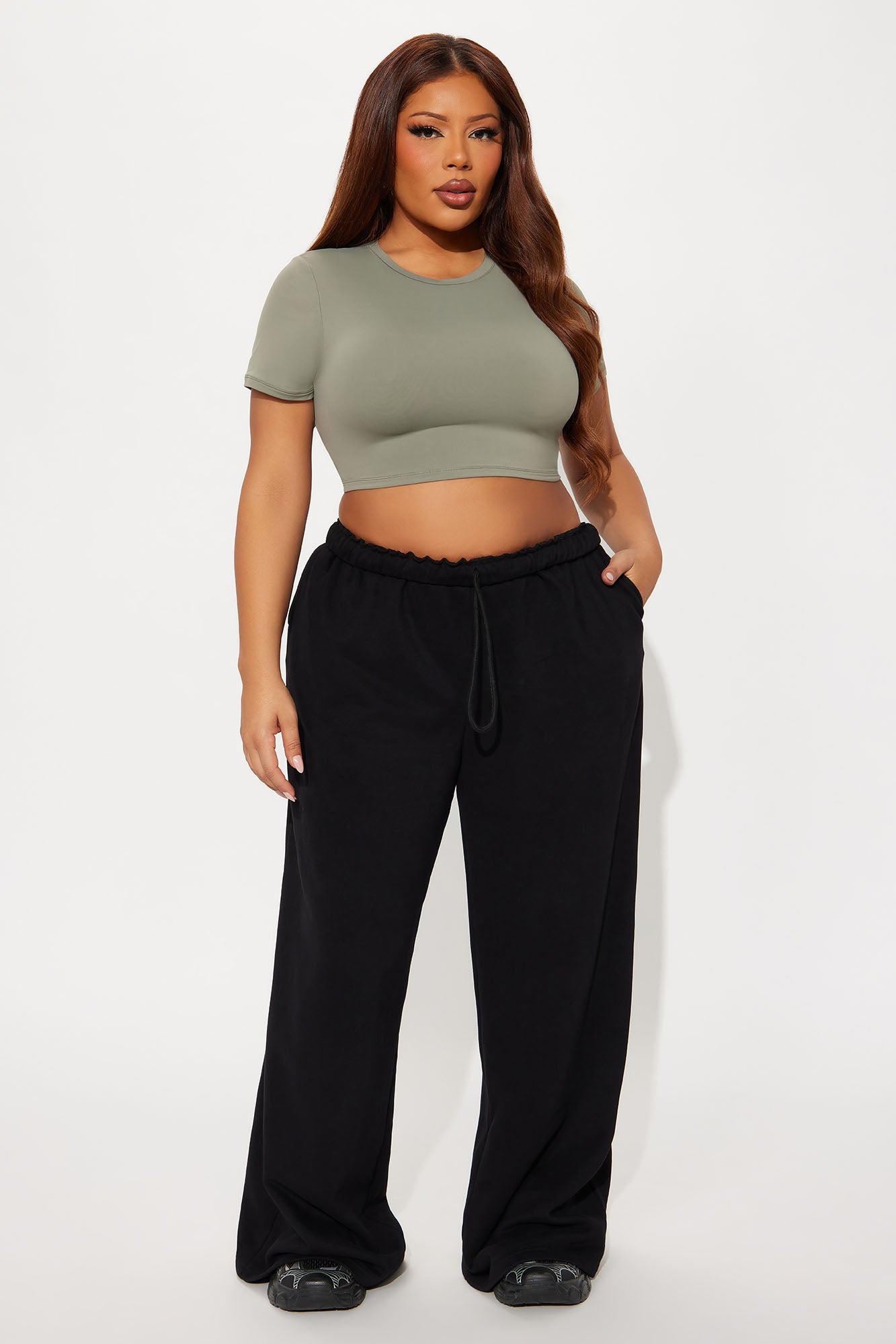 Second Skin Double Lined Super Cropped Tee - Military Green