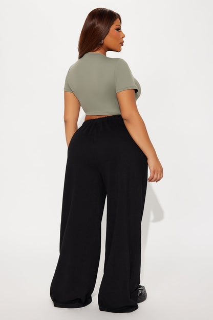 Second Skin Double Lined Super Cropped Tee - Military Green
