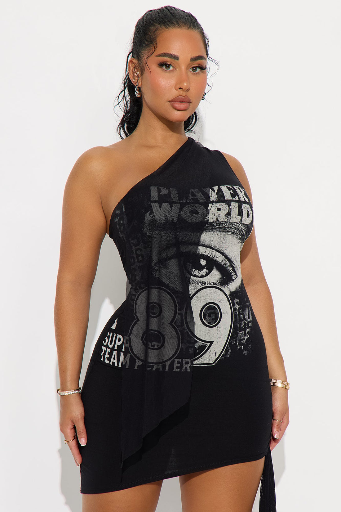Players World Cotton Mini Dress - Black