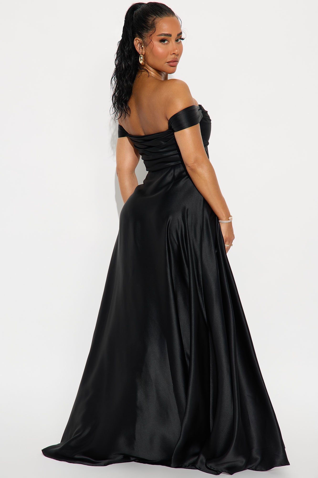 Rosalee Satin Gown - Black