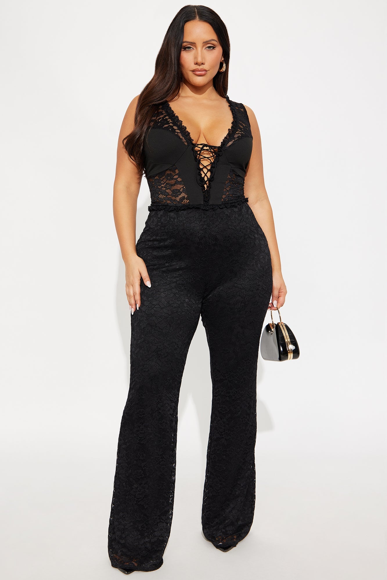 Lamaria Flare Lace Jumpsuit - Black